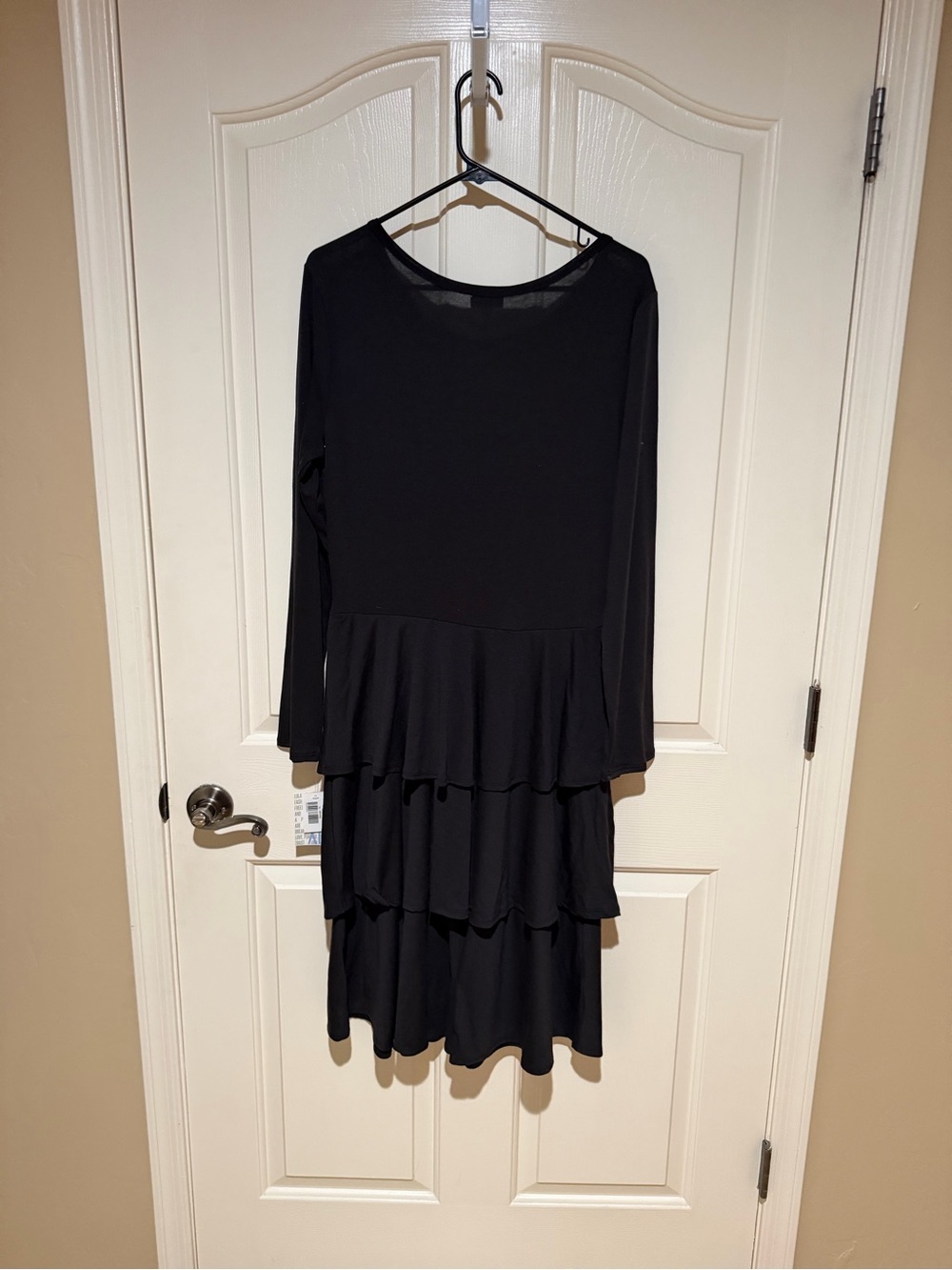 LuLaRoe Georgia Black Long Sleeve Tiered Peplum Dress - Picture 2 of 2